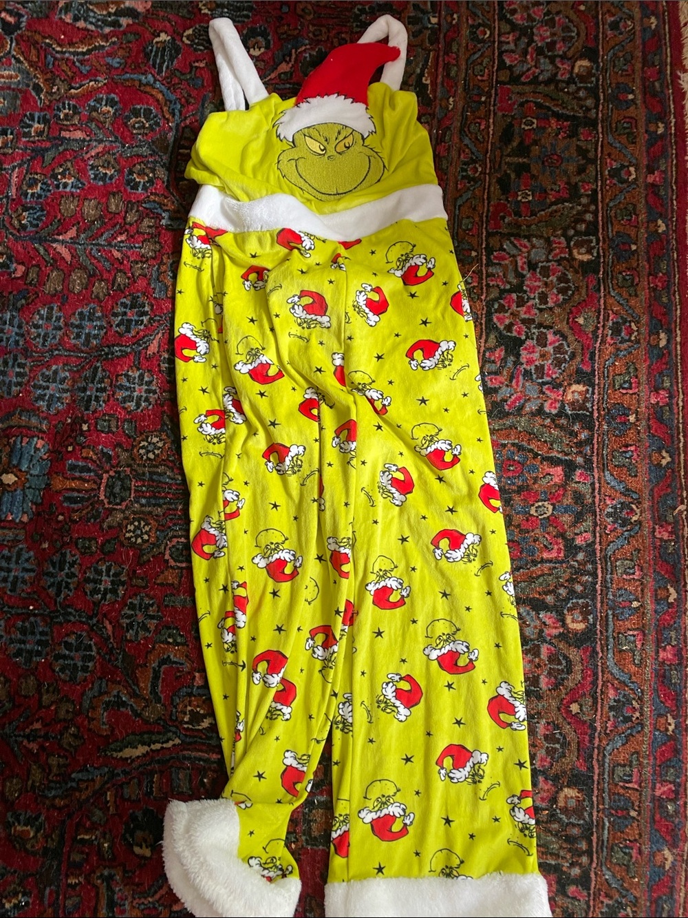 Yellow Grinch-Themed Women's Pajama Jumpsuit size 4-6